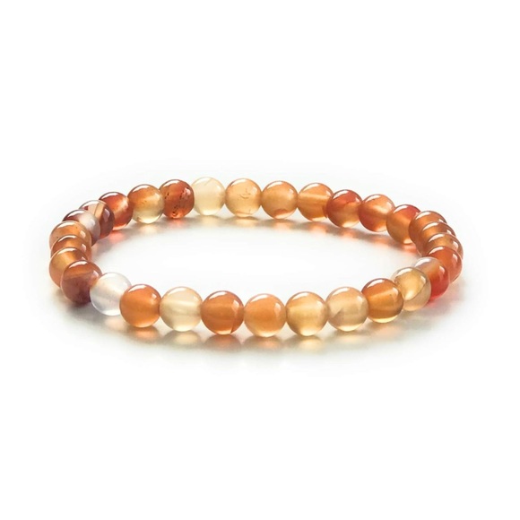 Carnelian Gemstone Beaded Stretch Bracelet - Picture 4 of 4